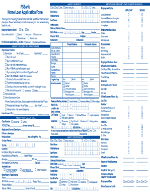 Psbank Home Loan  Form