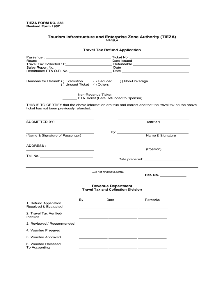  Tieza Travel Tax Refund 1987-2024