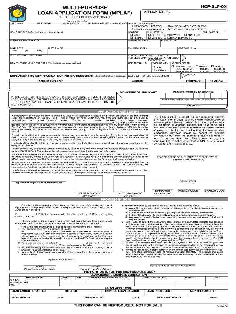  Loan Form Multi 2012