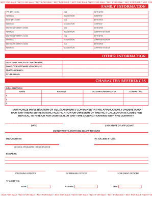 Jollibee Application Form