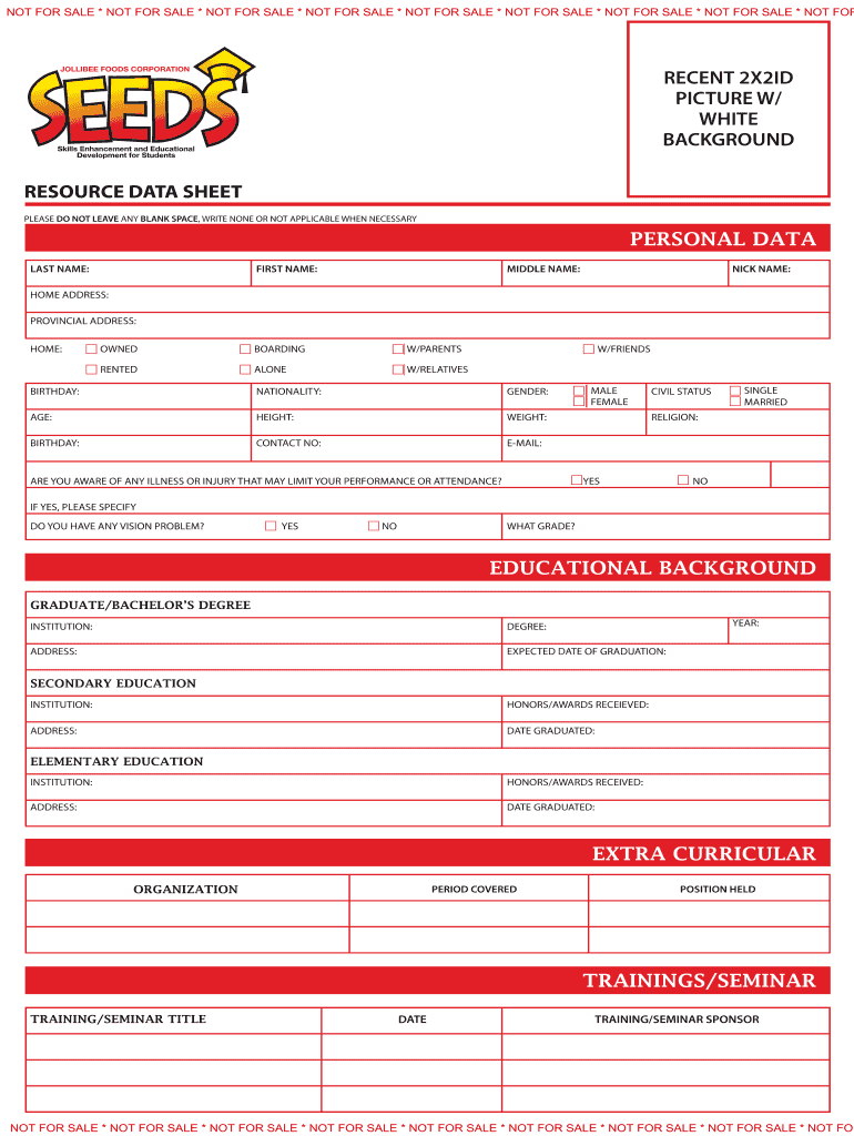 Jollibee Application  Form