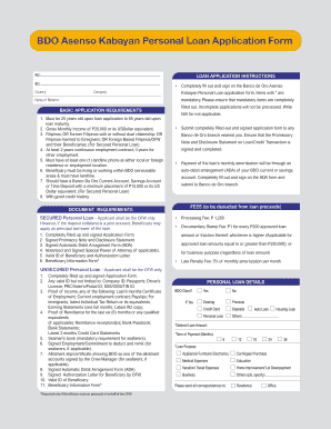 Bdo Application Form Sample