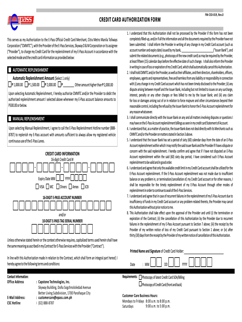 Skyway Epass  Form