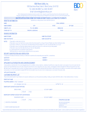 Bdo Deposit Slip  Form