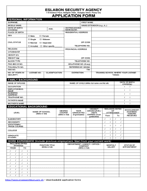 Eslabon Security Agency  Form