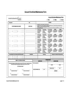 Metrobank Account Maintenance and Instruction Form