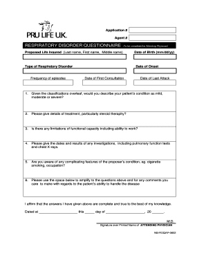 Repository Questionnaire Attending Physician Pru Life UK  Form