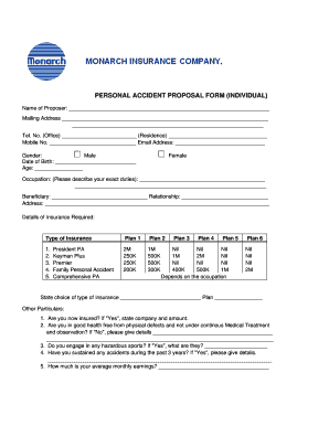 Monarch Insurance Claim Form