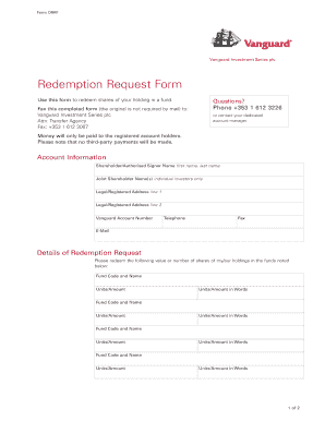 Vanguard Redemption Request Form