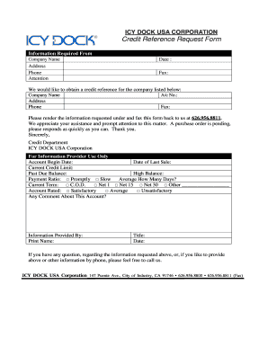 Credit Reference Request Form