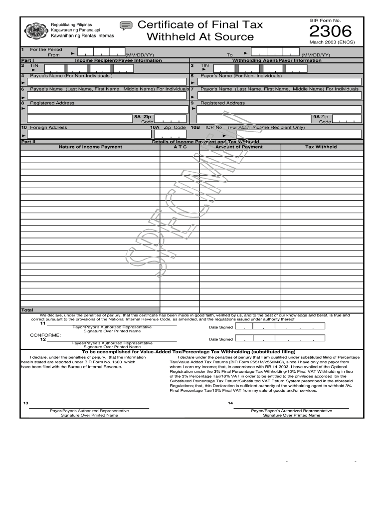 2306 Form Editable Download