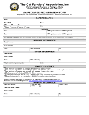 Cfa Pedigree  Form