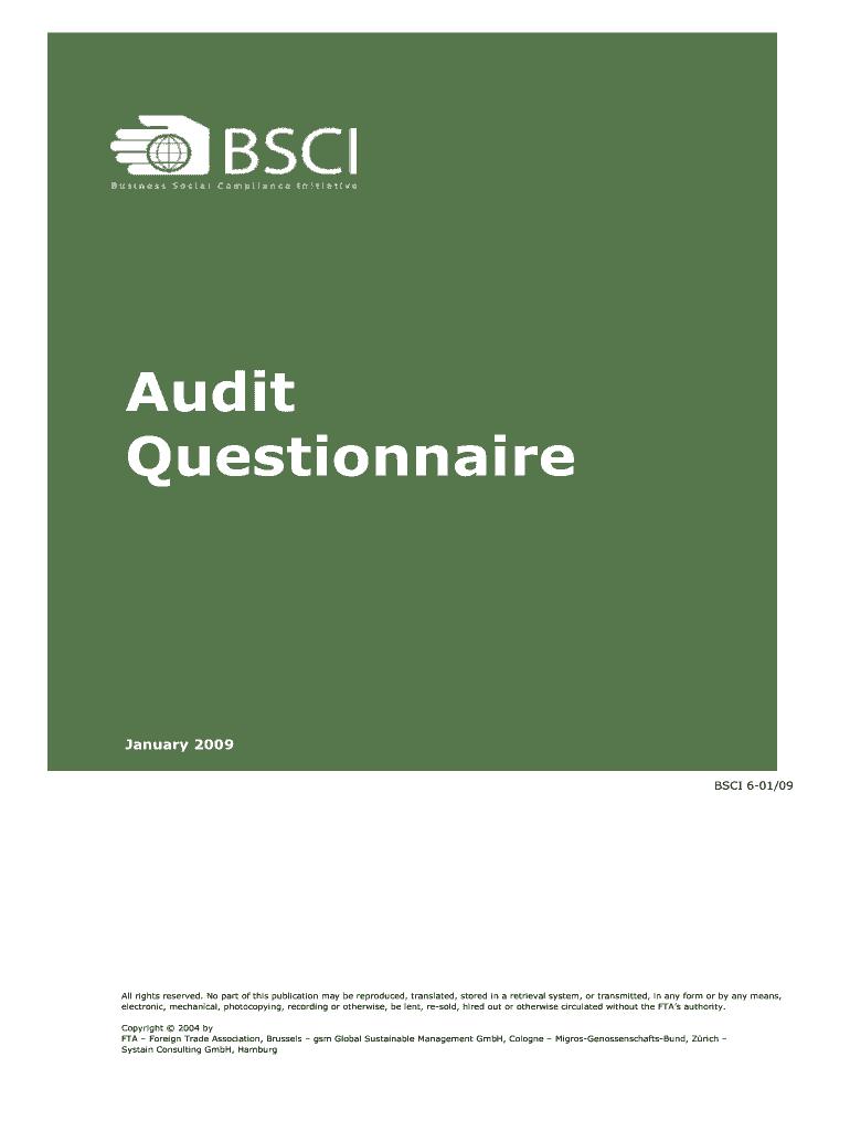 Bsci Audit Questionnaire  Form