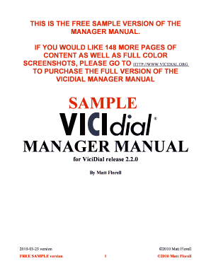 Vicidial Manager Manual Full Version PDF  Form