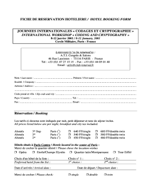 Fiche De Renseignement Client Hotel PDF  Form