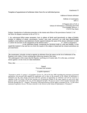 Arbitration Letter Template  Form