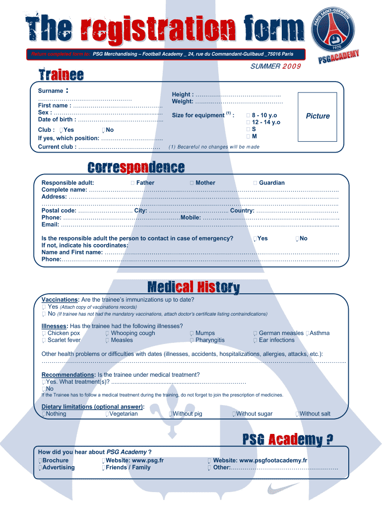  Psg Form 2009-2024