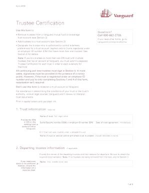 Vanguard Trustee Certification Form