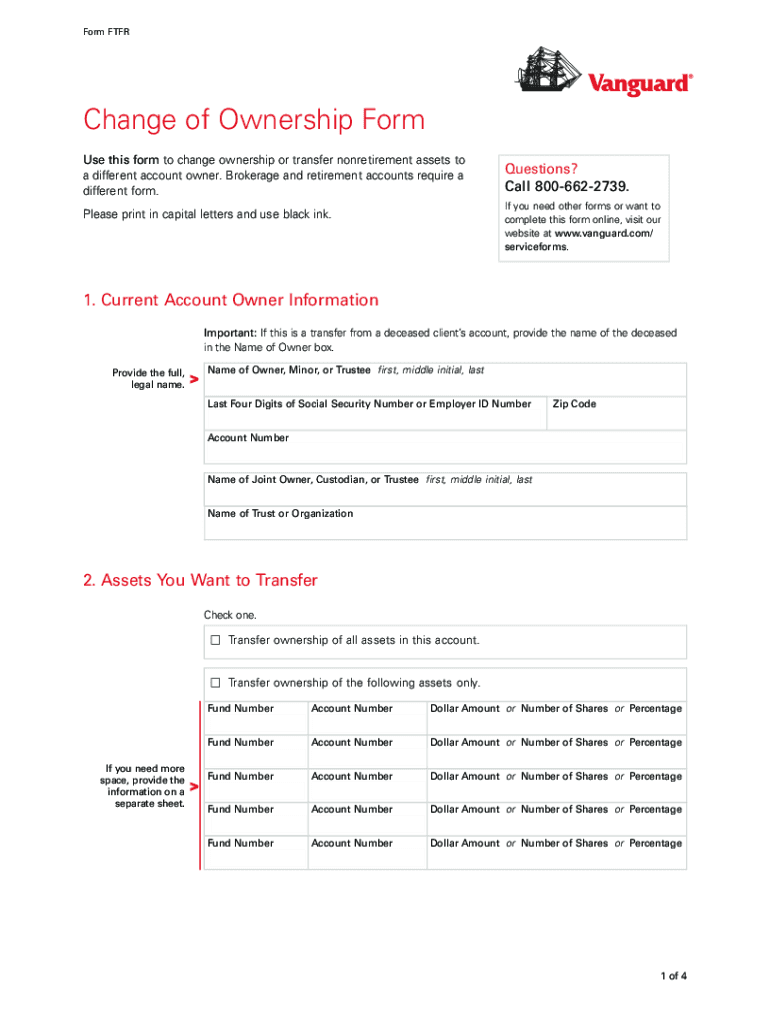 Vanguard Change of Ownership Form