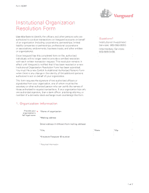 Vanguard Organization Resolution Form
