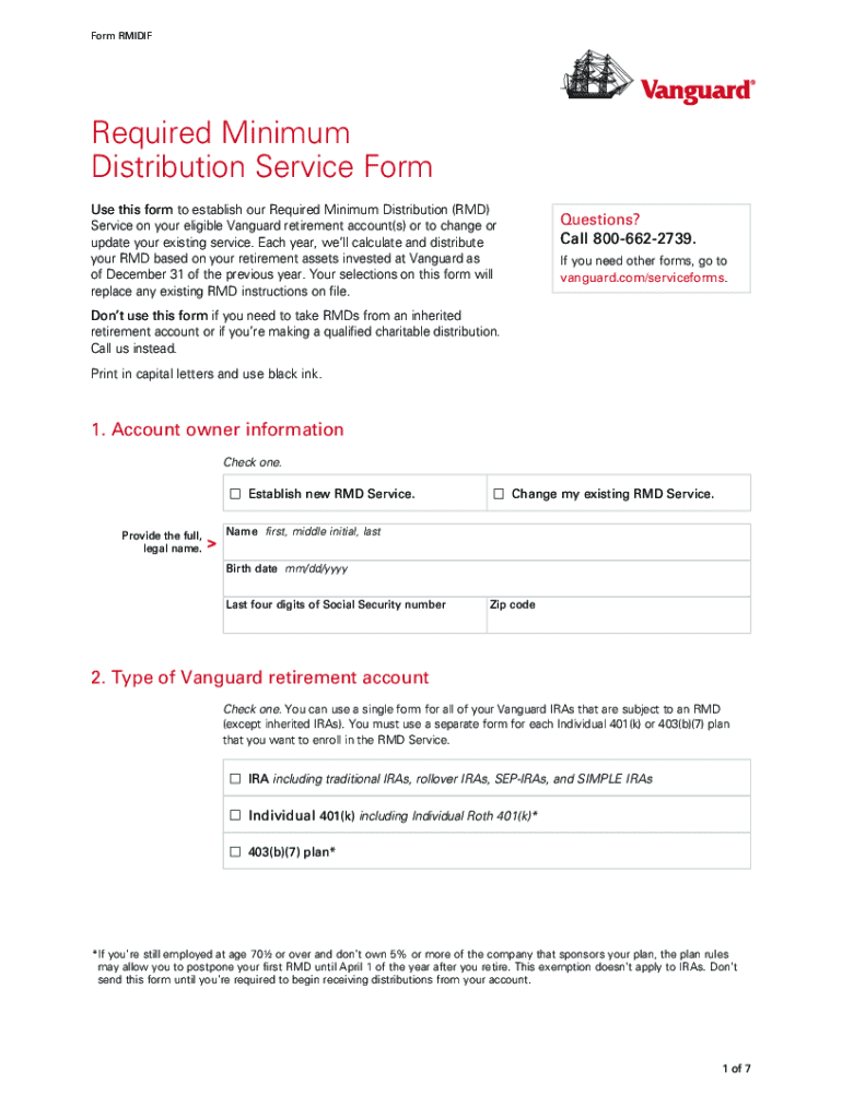 Vanguard Rmd Calculator  Form