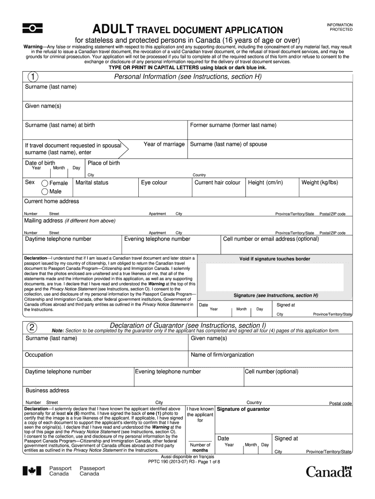  Travel Document Application 2020