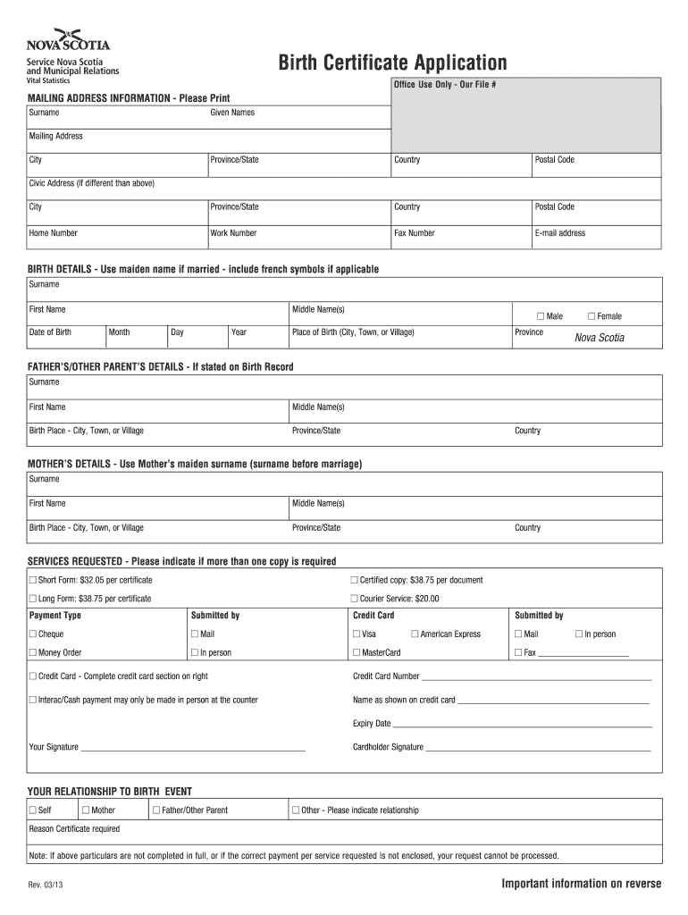  Birth Certificate Renewal Form Ontario 2013