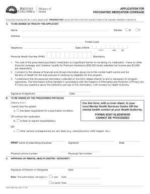 Application for Psychiatric Medication Coverage Form