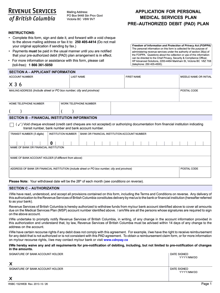  Bc Msp Online Payment  Form 2013