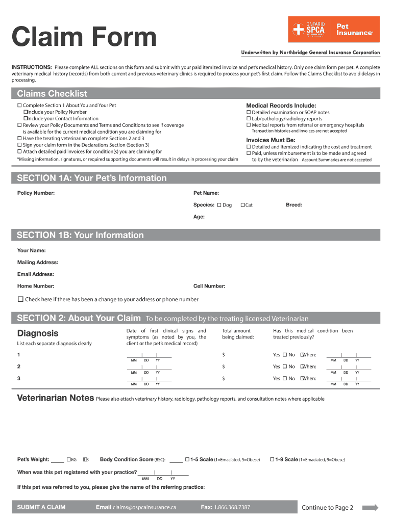 Ospca Insurance Claim Form