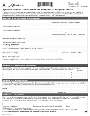 Special Needs Assistance Request Form 2012