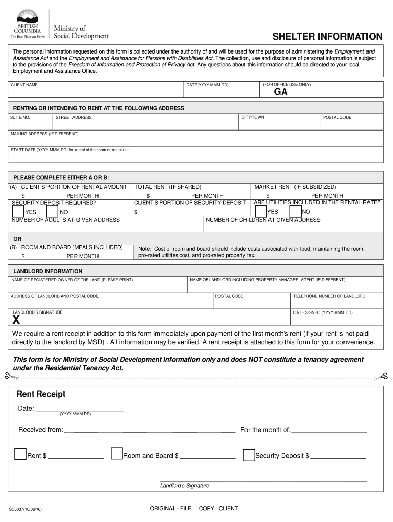 Free Printable Rental Application Form Bc