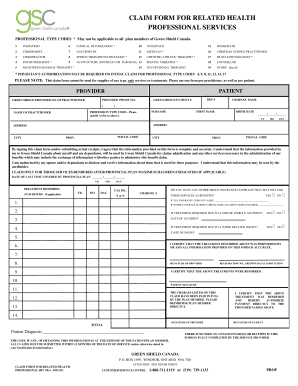  Green Shield Claim Forms 2011