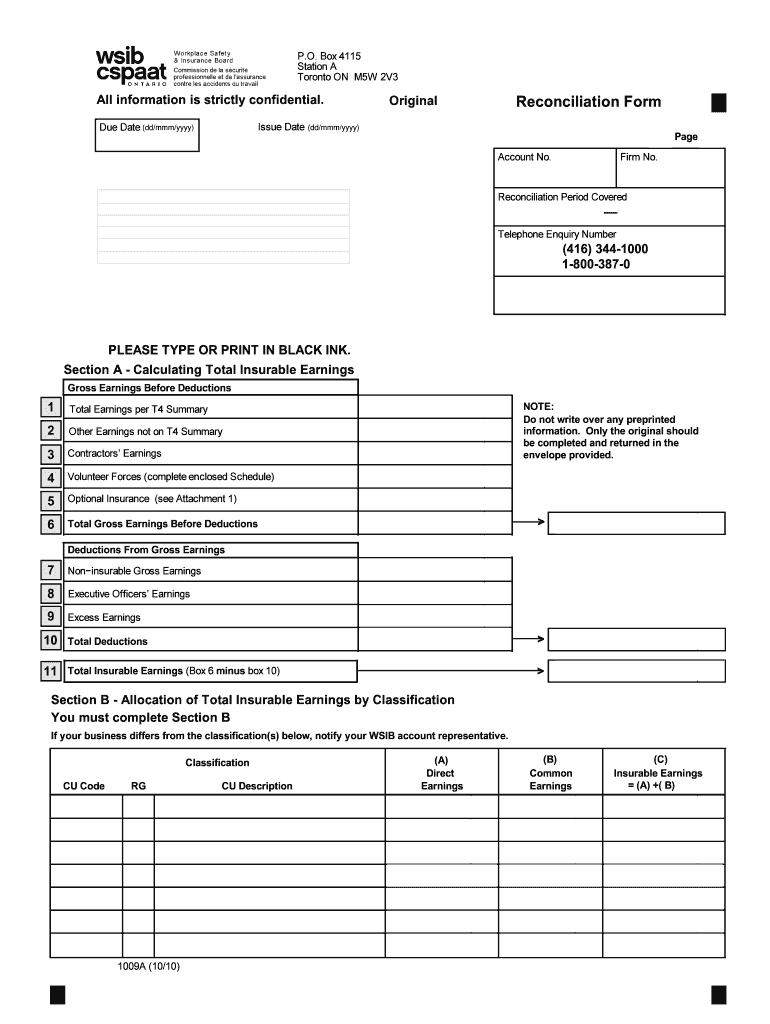  Wsib Reconciliation Form Fillable 2010-2024