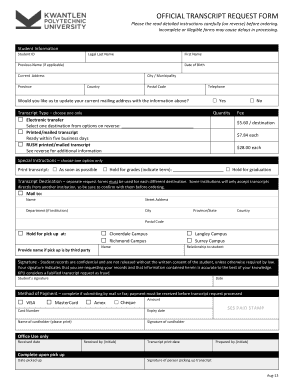 Kpu Request Transcript  Form