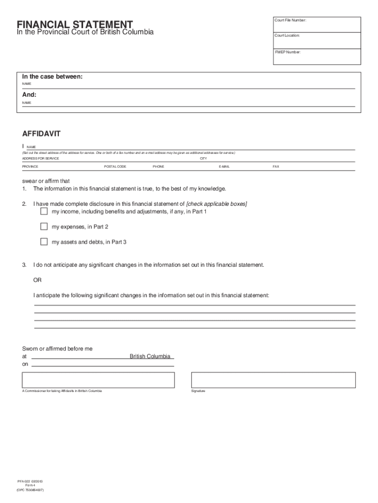 Get and Sign Financial Statement Form 4 2013-2022
