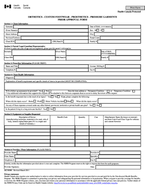 NIHB Orthotics Custom Footwear  Form