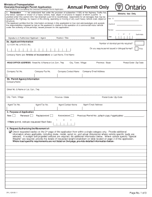 OversizeOverweight Permit Application Annual Permit Only Mto Gov on  Form