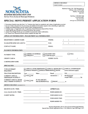 Ns Special Move Permits  Form