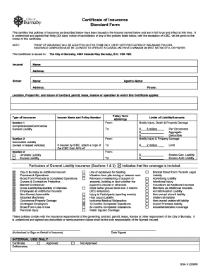  Csio Certificate of Insurance 2008-2024