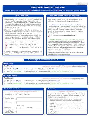 Ontario Birth Certificate App Form