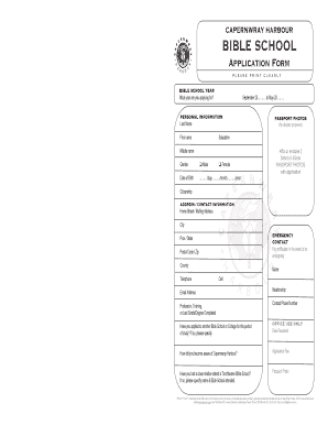 Bible School Application Form