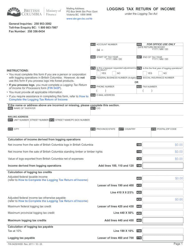  Fin 542s  Form 2011