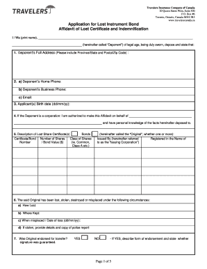 Lost Instrument Bond Form