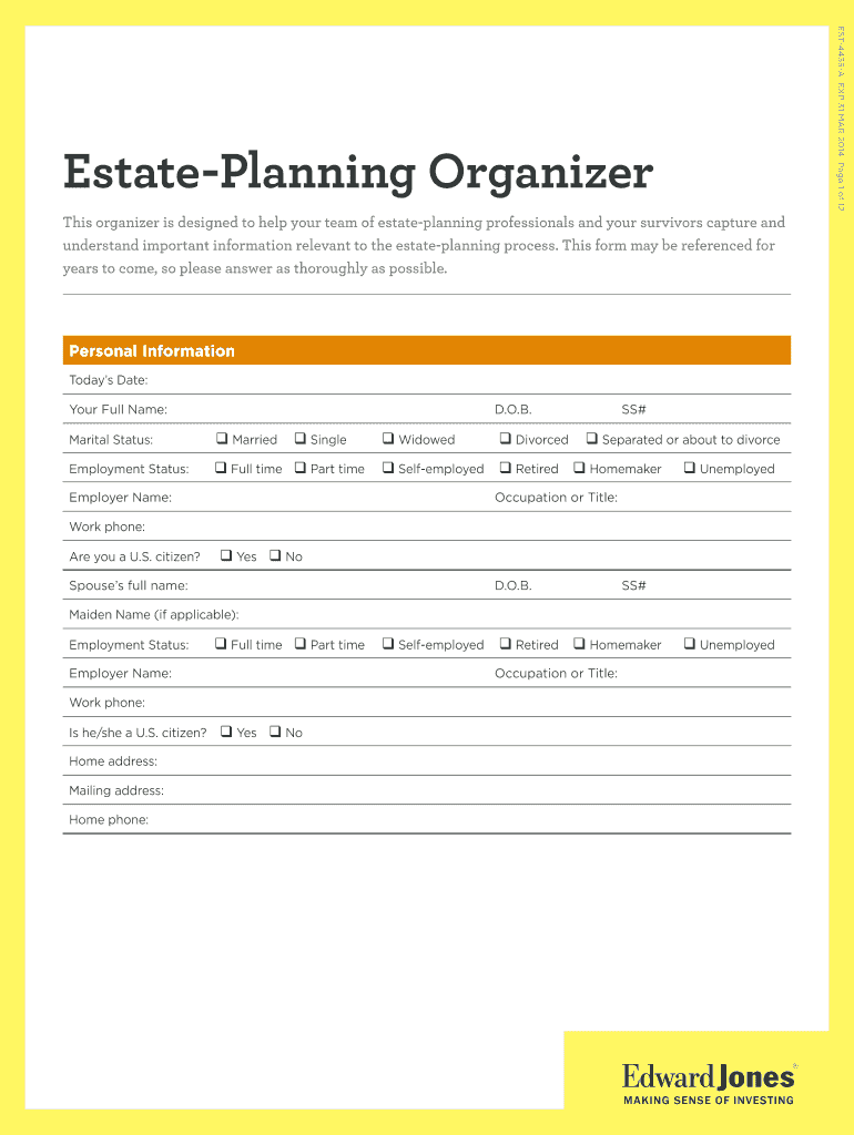 Estate Planning Template Excel  Form
