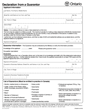 Declaration from a Guarantor PDF  Form