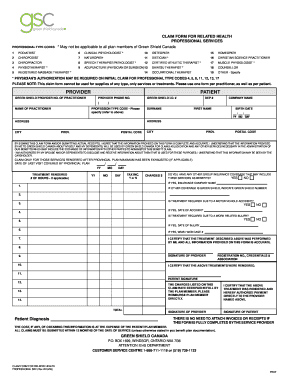  CLAIM FORM for RELATED HEALTH ProviderConnect 2013