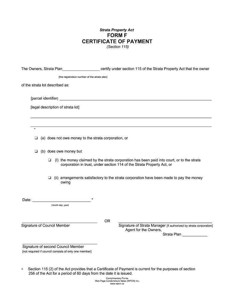 Strata Form F Fillable