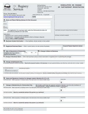 Dissolution Partnership Bc Form 3