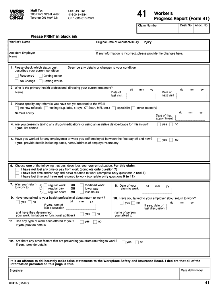  Wsib Form 41 2007-2024